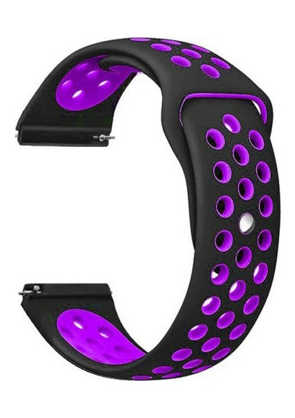 Garmin Approach S40 Uyumlu Delikli Spor Silikon Kordon Siyah Mor
