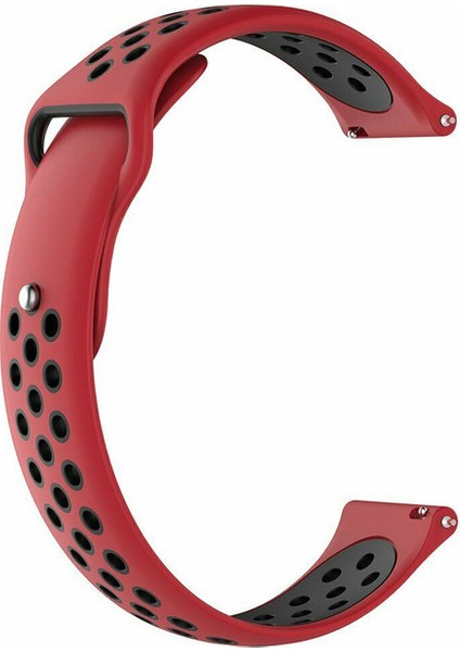 Garmin Vivoactive 3 Uyumlu Delikli Spor Silikon Kordon Kırmızı Siyah