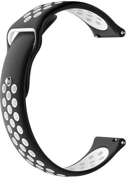 Garmin Vivoactive 3 Uyumlu Delikli Spor Silikon Kordon Siyah Beyaz