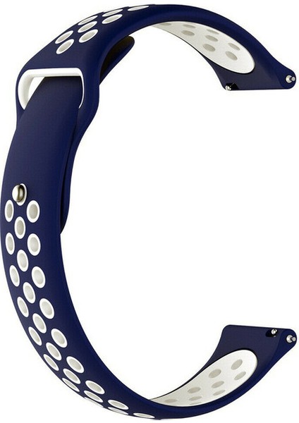 Fossil Q Gazer Uyumlu Delikli Spor Silikon Kordon Lacivert Beyaz