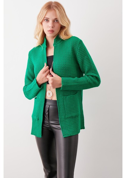 Yaka Cep Detaylı Triko Hırka fiyatları