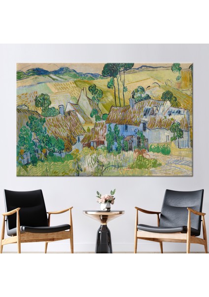 1 Parça Kanvas Tablo, Auvers Yakınındaki Çiftlikler, Vincent Van Gogh 3 Boyutlu Kanvas,