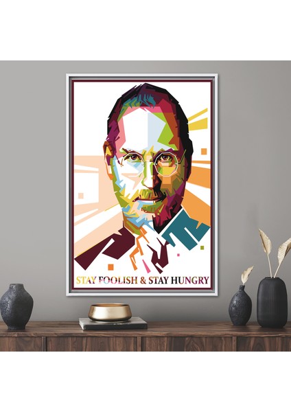 1 Parça Beyaz Çerçeveli Kanvas Tablo, Steve Jobs Resim, Aç Kal Kanvas Poster, Motivasyon Kanvas,