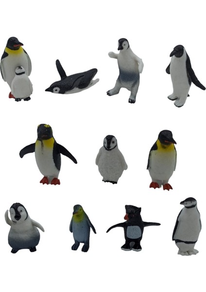 Sevimli Penguenler Ailesi 12'li Mini Boy Oyuncak Penguenler