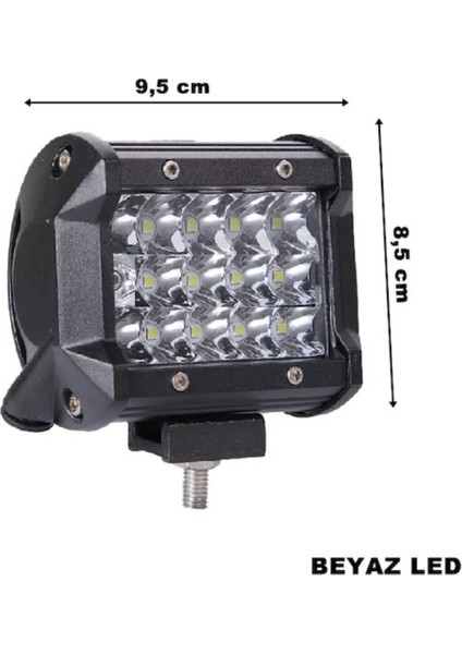 ŞüsCarOto Aksesuar Off Road LED Lamba Delici Yayıcı Beyaz Kare Sis Farı Projektör 45W 12 LED Metal Arazi Çalışma Lambası 1 Adet