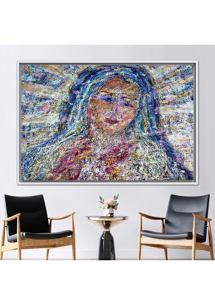 1 Parça Beyaz Çerçeveli Kanvas Tablo, Kutsal Kadın Resim, Virgen Guadalupe Sanat Eseri,