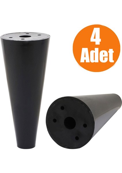 Mobilya Baza Koltuk Puf Ayak Orta Konik Kanepe Destek Ayağı Siyah 15 cm (4 Adet)