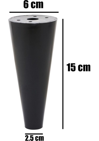 Mobilya Baza Koltuk Puf Ayak Orta Konik Kanepe Destek Ayağı Siyah 15 cm (4 Adet)