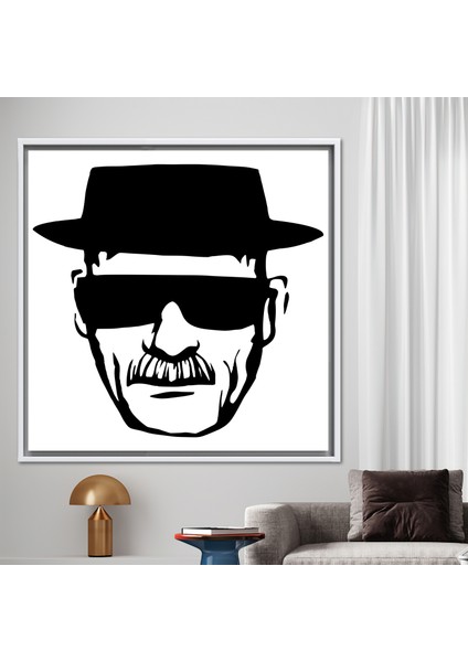 1 Parça Beyaz Çerçeveli Kanvas Tablo, Kötü Kırma, Breaking Bad Kanvas Dekor, Soyut Adam Sanat Eseri,