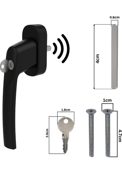 Pencere Kolu Kilitli Lara Akustik Mat Siyah