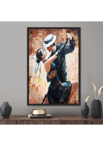 1 Parça Siyah Çerçeveli Kanvas Tablo, Çift Sanat, Sevgililermodern Sanat,