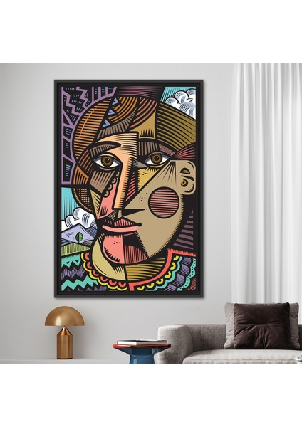 1 Parça Siyah Çerçeveli Kanvas Tablo, Cubist Pablo Picasso, Modern 3 Boyutlu Kanvas,