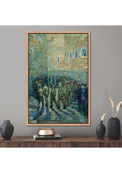 1 Parça Naturel Çerçeveli Kanvas Tablo, Van Gogh'un Mahkumları, Mahkumlar Egzersiz Kanvas Dekor,