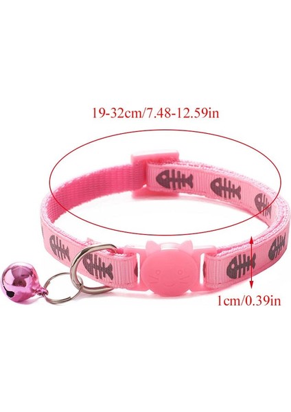 Ayarlanabilir Kedi Yaka Sevimli Kılçık Baskı Tasma - Pembe (Yurt Dışından)