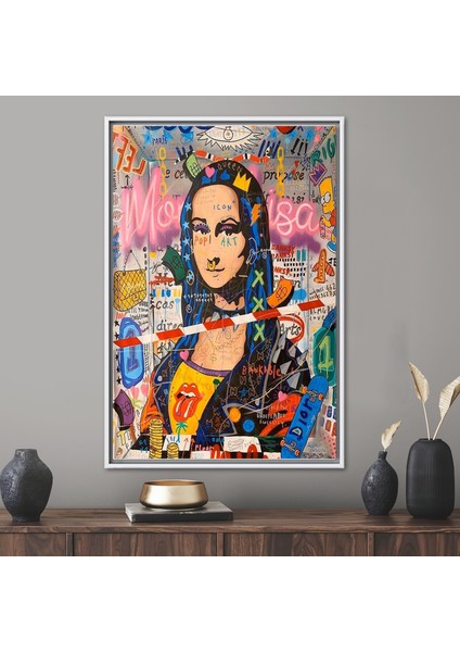 1 Parça Beyaz Çerçeveli Kanvas Tablo, Grafiti Kanvas Poster, Sokak Sanat,