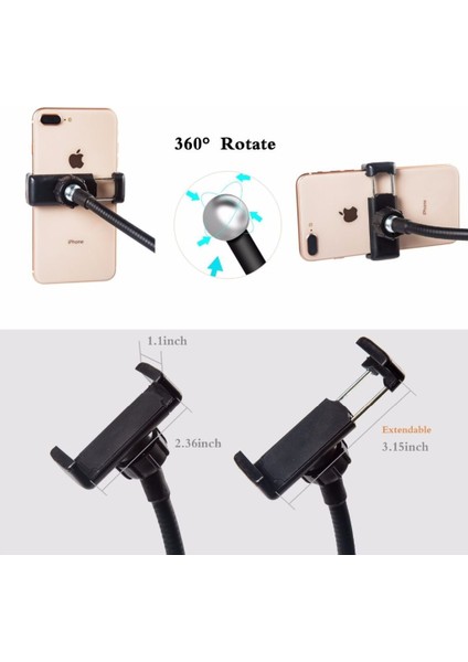 Profesyonel 3 Renk 9 Mod LED Selfie Tripodu Halka Işık Fill Light Tripod Akıllı Telefon Makyaj Işığı