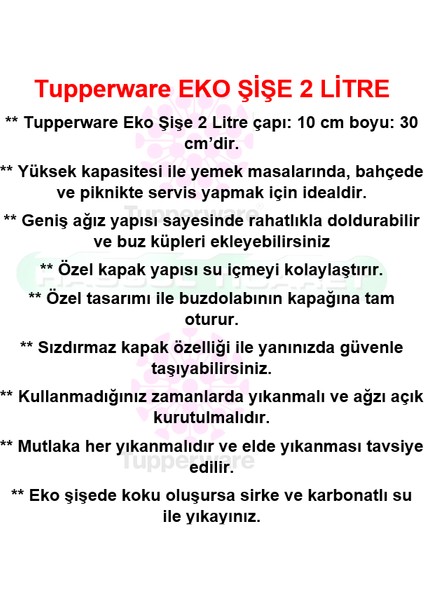 Eko Şişe 2 Litre Matara Suluk Eco Water Bottle Hsgl