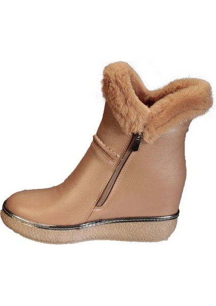 Yazkış Kadın Siyah Vizon 7cm Içten Topuklu Kürk Detaylı Fermuarlı Bot modelleri