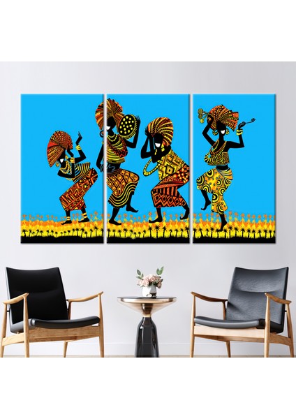 3 Parçalı Kanvas Tablo, Afrikalı Kadın Hediye Kanvas, Afrikalı Kadın Sanat Eseri,
