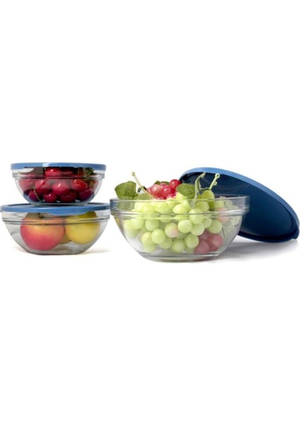3'lü Kapaklı Saklama Kabı Mavi fiyatları