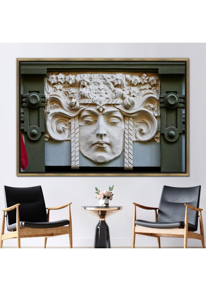 1 Parça Gold Çerçeveli Kanvas Tablo, 3D Yüz Sanat Eseri, Modern Baskılı, Yüz Heykel Kanvas,