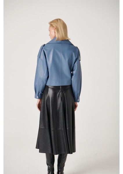 Jules Kısa Deri Ceket Blue Ice modelleri