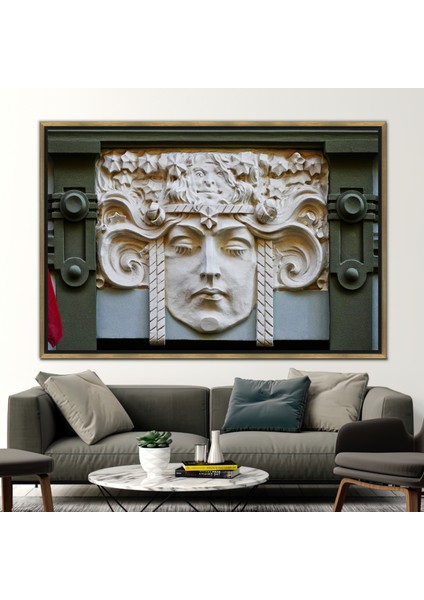 1 Parça Gold Çerçeveli Kanvas Tablo, 3D Yüz Sanat Eseri, Modern Baskılı, Yüz Heykel Kanvas, fiyatları