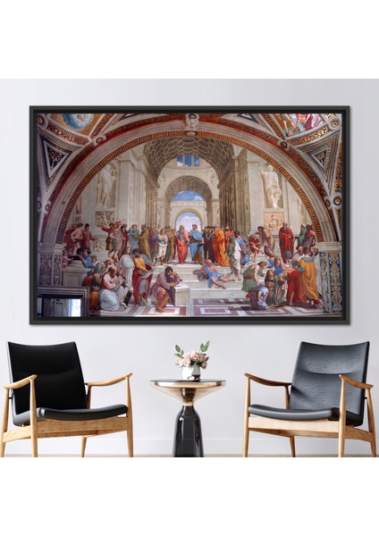 1 Parça Siyah Çerçeveli Kanvas Tablo, Raffaello Sanzio Duvar Süsü, Rönesans Kanvas Sanatı,