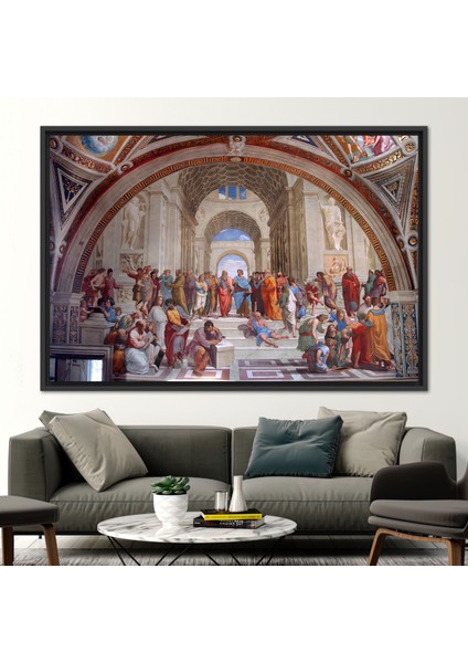 1 Parça Siyah Çerçeveli Kanvas Tablo, Raffaello Sanzio Duvar Süsü, Rönesans Kanvas Sanatı,