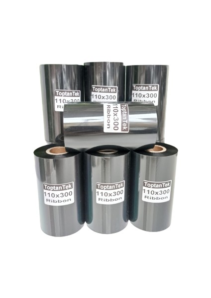 110X300 Ribon 1 Rulo 300 Metre G.110mm Termal Transfer Ribbon Toplam 10 Rulo (Tam Metraj)