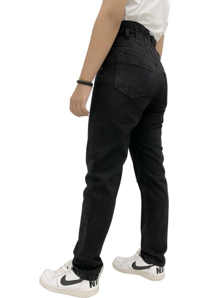Kız Çocuk Bol Kesim Dar Paça Bel Lastikli Günlük Rahat Kot Pantolon-PNT-0013