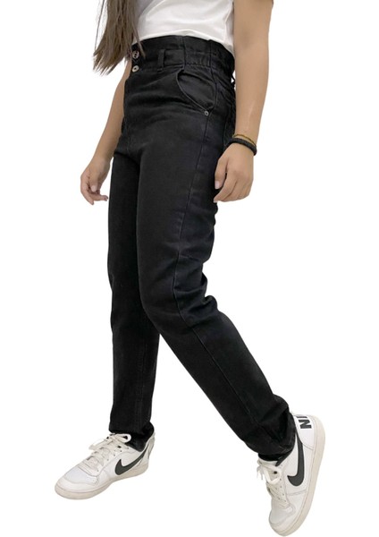 Kız Çocuk Bol Kesim Dar Paça Bel Lastikli Günlük Rahat Kot Pantolon-PNT-0013 modelleri
