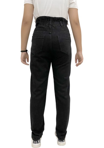 Kız Çocuk Bol Kesim Dar Paça Bel Lastikli Günlük Rahat Kot Pantolon-PNT-0013 fırsatları
