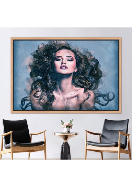 1 Parça Naturel Çerçeveli Kanvas Tablo, Güzel Kadın Duvar Süsü, Kız Kanvas Poster,