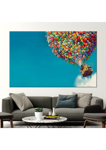 1 Parça Kanvas Tablo, Hava Balonları Duvar Dekoru, Hava Balonları ve Ev Duvar Dekoru,