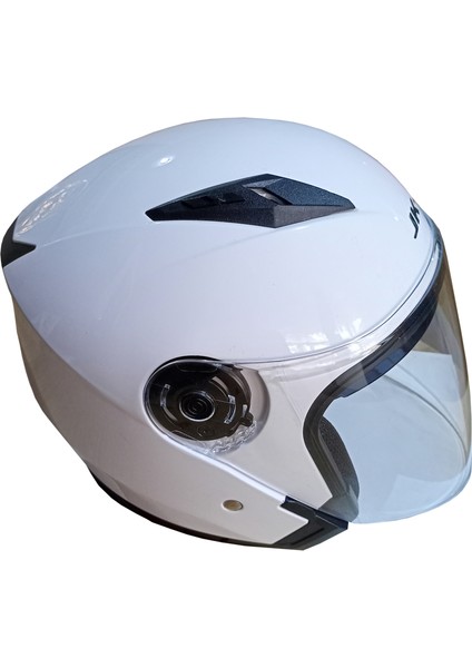 Jk-21 512 Model Güneş Vizörlü Yarım Kask - Beyaz - Xl