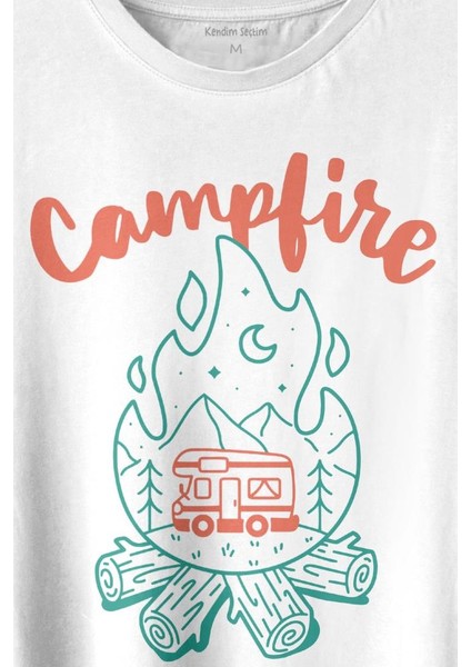 Camping Fire Kamp Ateşi Outdoor Travel Gezgin Baskılı T-Shirt Unisex T-Shirt fiyatları