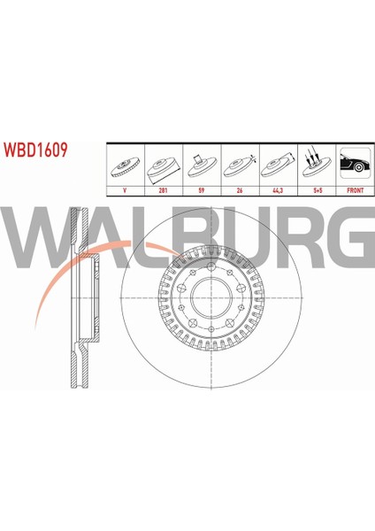 Fıat Egea 2021- Fren Diski Ön Havalı 5 Bjn 281X26X59X44,3 52159155 fiyatları