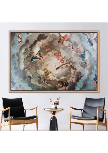 1 Parça Naturel Çerçeveli Kanvas Tablo, Rönesans Cennet Resmi, Rönesans Sanat Eseri,