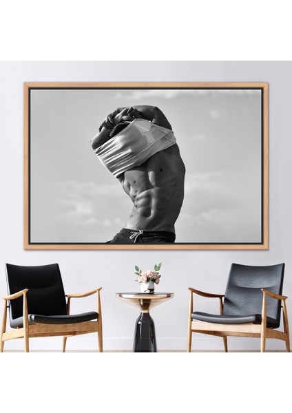1 Parça Naturel Çerçeveli Kanvas Tablo, Şehvetli Adam Fotoğrafı, Yatak Odası Kanvas Sanatı,