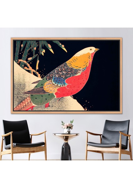 1 Parça Naturel Çerçeveli Kanvas Tablo, Japon Sanat Kuş Tuvali, Kuş Kanvas Dekor, Hayvan Sanat Eseri