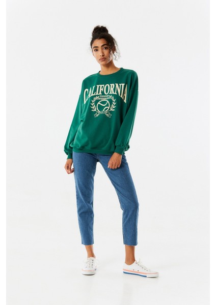 California Baskılı Oversize Sweatshirt