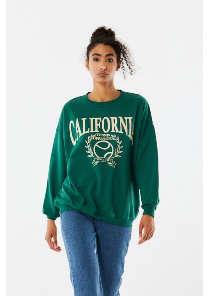 California Baskılı Oversize Sweatshirt