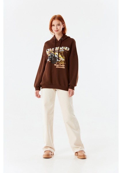 Baskılı Kapüşonlu Oversize Sweatshirt fiyatları
