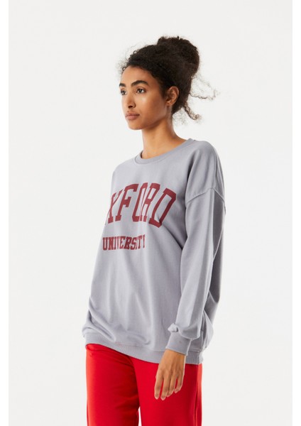 Oxford Baskılı Oversize Sweatshirt indirimleri