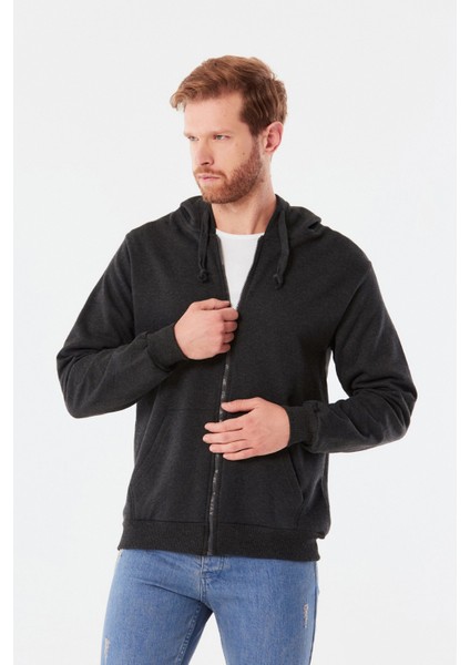 Kanguru Cepli Fermuarlı Sweatshirt