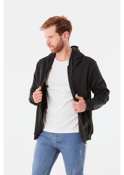 Kanguru Cepli Fermuarlı Sweatshirt