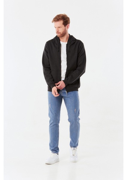 Kanguru Cepli Fermuarlı Sweatshirt