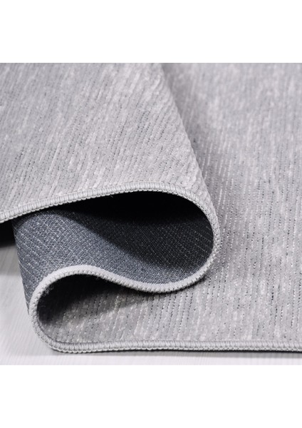 Crea Decolux Azade 8205 Gri Özel Kaymaz Tabanlı Pamuk Dokuma Kilim