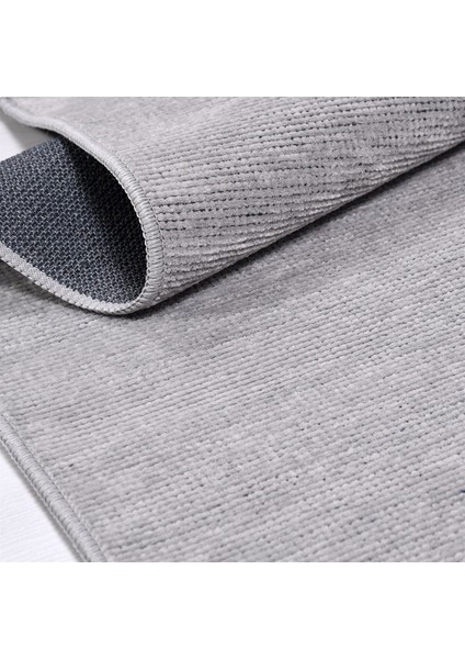 Crea Decolux Azade 8205 Gri Özel Kaymaz Tabanlı Pamuk Dokuma Kilim